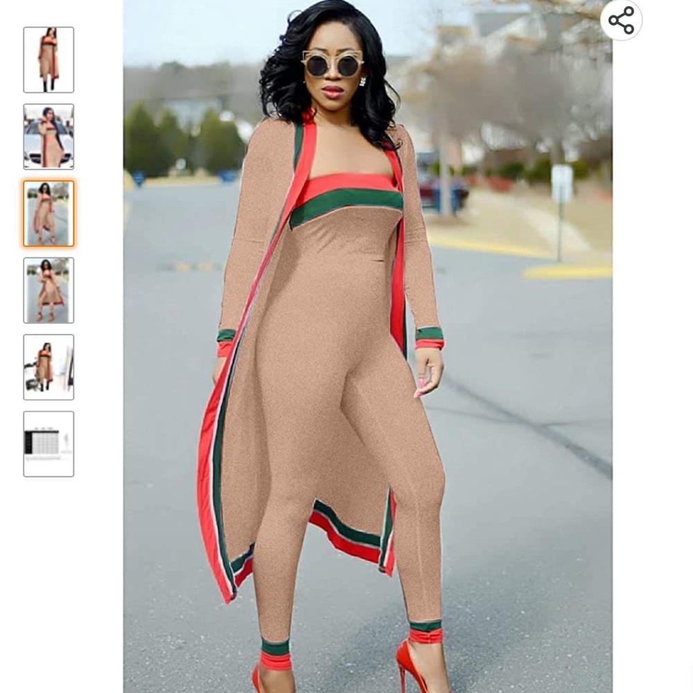 3 Piece Suit Outfits Strips Long Sleeve Print Open Front Cardigan and Pants Set